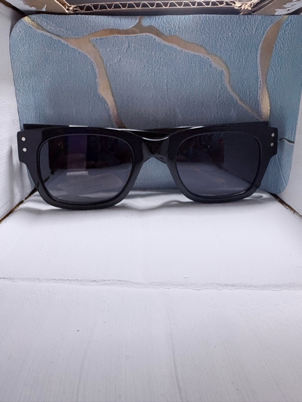 CAROLINA LEMKE Chunky Rectangular Black Sunglasses NWT